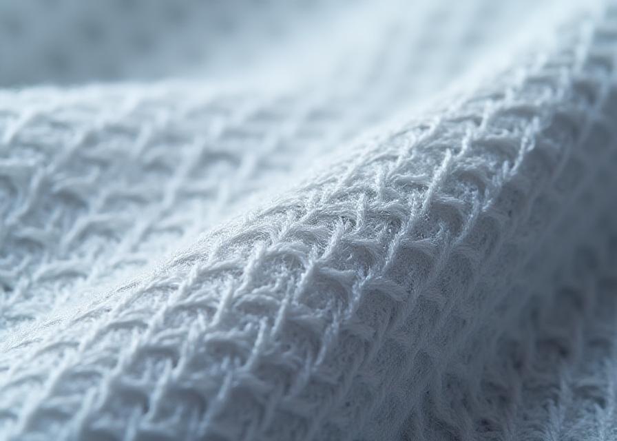 Extreme close-up macro view of advanced breathable fabric mesh, demonstrating intricate weave patterns for optimal performance and comfort.